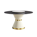 Table de salle à manger Marbella en pierre frittée | Ronde, 53 cm, noir mat, avec plateau tournant Lazy Susan