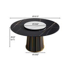 Table de salle à manger Marbella en pierre frittée | Ronde, 53 cm, noir mat, avec plateau tournant Lazy Susan