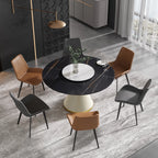 Table de salle à manger Marbella en pierre frittée | Ronde, 53 cm, noir mat, avec plateau tournant Lazy Susan