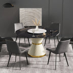 Table de salle à manger Marbella en pierre frittée | Ronde, 53 cm, noir mat, avec plateau tournant Lazy Susan