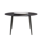 Table de salle à manger Marbella en pierre frittée | Ronde, 53 cm, noir mat, avec piètement en métal et plateau tournant