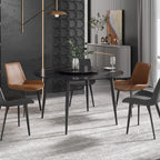 Table de salle à manger Marbella en pierre frittée | Ronde, 53 cm, noir mat, avec piètement en métal et plateau tournant