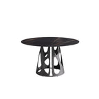 Table de salle à manger Marbella en pierre frittée | Ronde, 53 cm, noir mat, avec piètement en métal