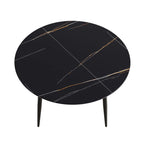 Table de salle à manger Marbella en pierre frittée | Ronde, 53 cm, noir mat, avec piètement en métal