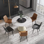 Table de salle à manger Marbella en pierre frittée | Ronde 53 cm, blanc brillant, avec plateau tournant Lazy Susan