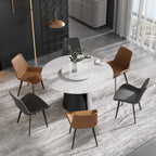 Table de salle à manger Marbella en pierre frittée | Ronde 53 cm, blanc brillant, avec plateau tournant Lazy Susan