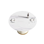 Table de salle à manger Marbella en pierre frittée | Ronde, 53 cm, blanc brillant, avec piètement recouvert de cuir