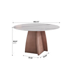 Table de salle à manger Marbella en pierre frittée | Ronde 53 cm, blanc brillant, avec piètement en métal