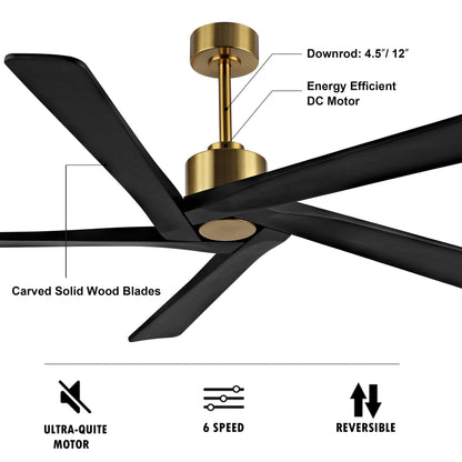 WINGBO 54 Inch DC Motor Indoor Ceiling Fan without Lights - N/A