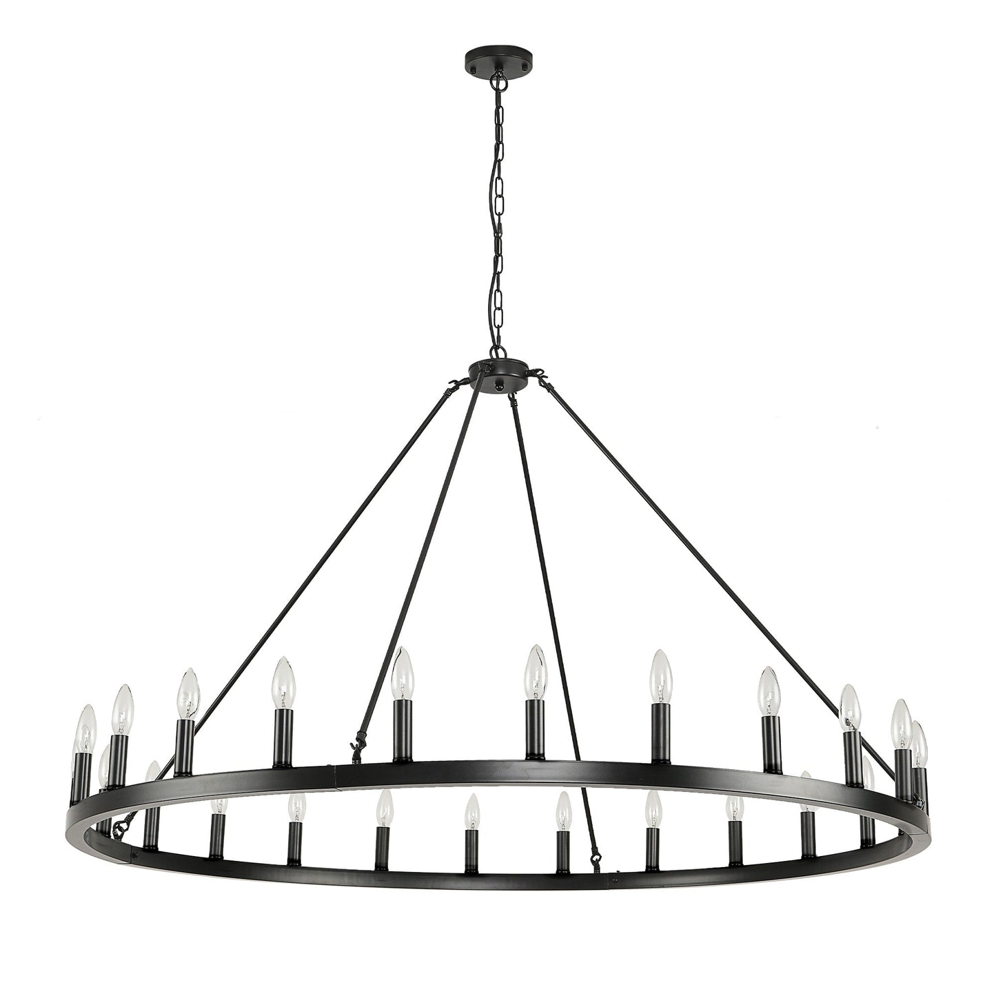 54-inch Round Wagon Wheel 24-light Chandelier