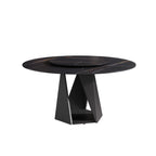 Table de salle à manger Marbella en pierre frittée | Ronde, 59 cm, noir mat, avec plateau tournant Lazy Susan