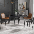 Table de salle à manger Marbella en pierre frittée | Ronde, 59 cm, noir mat, avec piètement en métal et plateau tournant