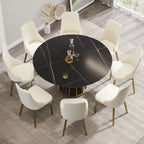 Table de salle à manger Marbella en pierre frittée | Ronde, 59 cm, noir mat, avec piètement en métal