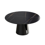 Table de salle à manger Marbella en pierre frittée | Ronde, 59 cm, noir mat, avec piètement en métal