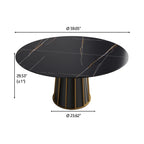 Table de salle à manger Marbella en pierre frittée | Ronde, 59 cm, noir mat, avec piètement en métal
