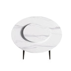 Table de salle à manger Marbella en pierre frittée | Ronde 59 cm, blanc brillant, avec piètement en métal et plateau tournant