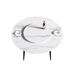 Table de salle à manger Marbella en pierre frittée | Ronde 59 cm, blanc brillant, avec piètement en métal et plateau tournant