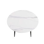 Table de salle à manger Marbella en pierre frittée | Ronde 59 cm, blanc brillant, avec piètement en métal