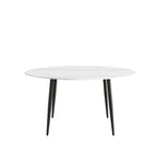 Table de salle à manger Marbella en pierre frittée | Ronde 59 cm, blanc brillant, avec piètement en métal
