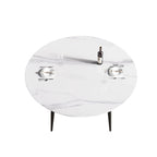 Table de salle à manger Marbella en pierre frittée | Ronde 59 cm, blanc brillant, avec piètement en métal