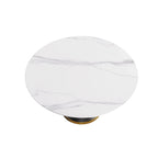 Table de salle à manger Marbella en pierre frittée | Ronde 59 cm, blanc brillant, avec piètement en métal