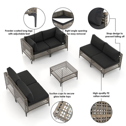 6 - Person Outdoor Sectional Seating Group with Cushions