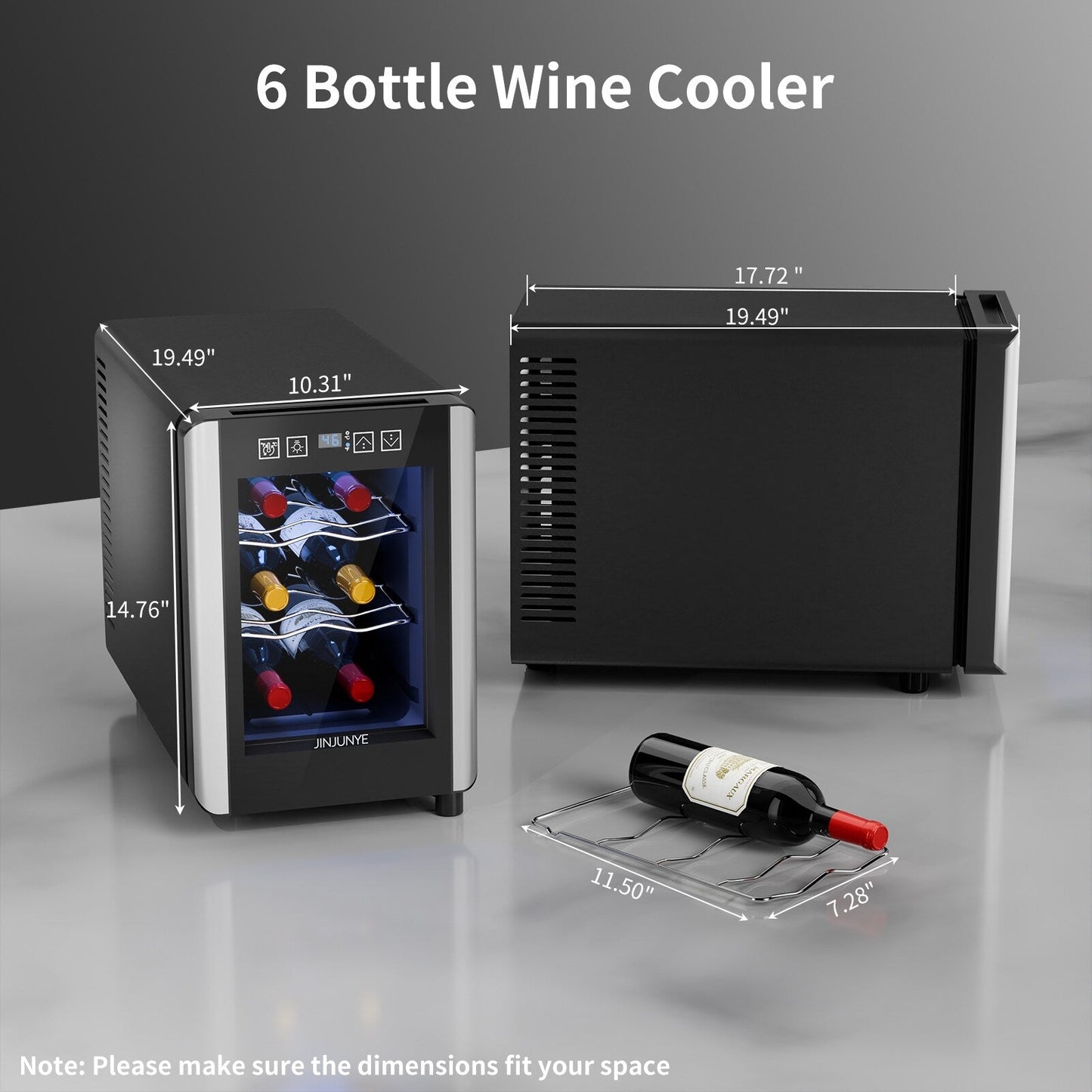 6-Bottle Wine Cooler Refrigerator(46-66°F),Mini Freestanding Beverage Cooler for Summer,Wine Cooler with Temperature Control