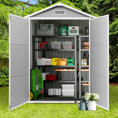 6 ft x 4 ft/6 ft x 8 ft/8 ft x 6 ft/8 ft x 10 ft All-Weather Resin Outdoor Plastic Storage Shed w/Floor, Spire Tool Shed