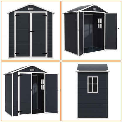 6 ft x 4 ft/6 ft x 8 ft/8 ft x 6 ft/8 ft x 10 ft All-Weather Resin Outdoor Plastic Storage Shed w/Floor, Spire Tool Shed