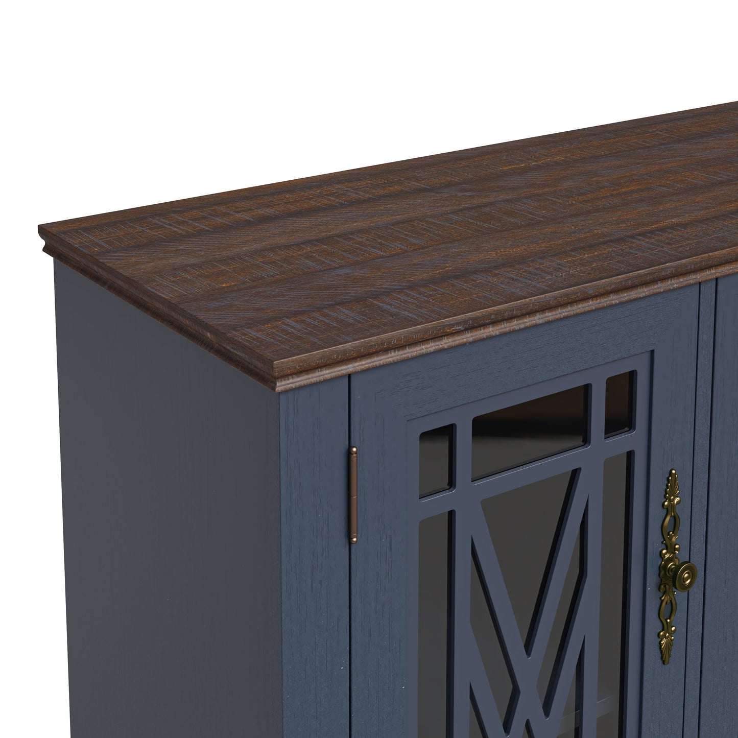 63 Vintage Style Wood Kitchen Accent Buffet Sideboard Cabinet - 63 in Width