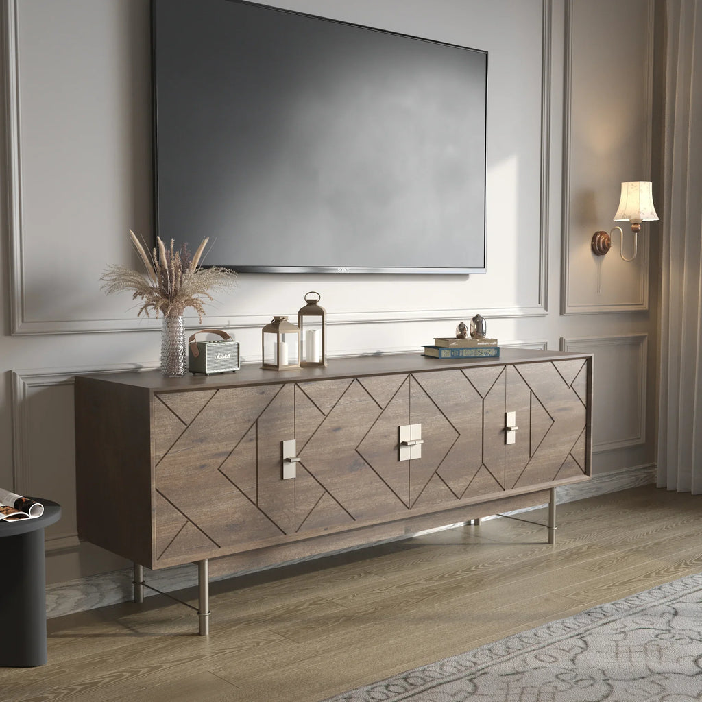 Meuble TV Praxis en bois | 67 cm, rectangulaire, marron, avec pieds hauts