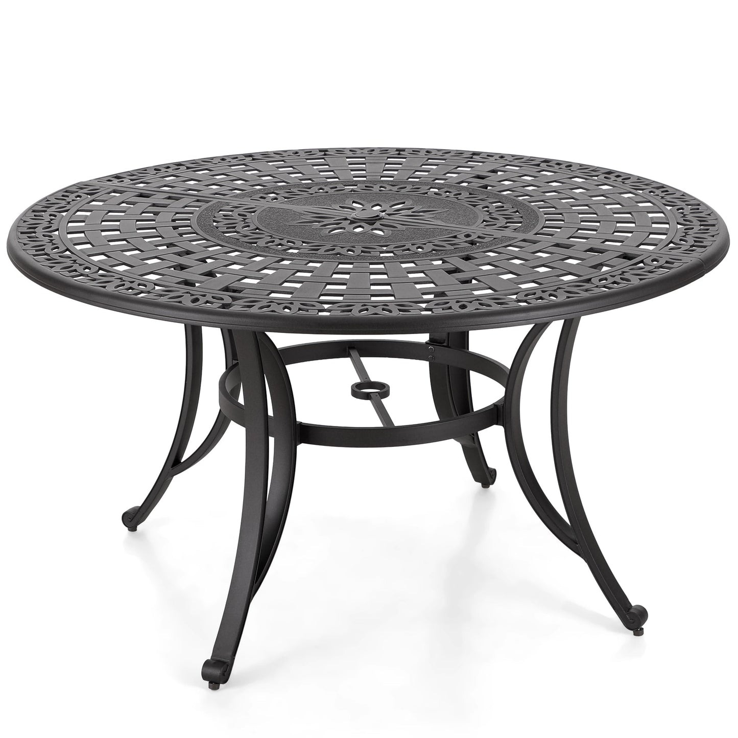 MAISON ARTS Cast Aluminum Dining Chairs/Patio Dining Set with Round Dining Table & 6 Cast Aluminum Patio Chairs