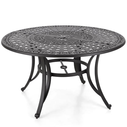 MAISON ARTS Cast Aluminum Dining Chairs/Patio Dining Set with Round Dining Table & 6 Cast Aluminum Patio Chairs