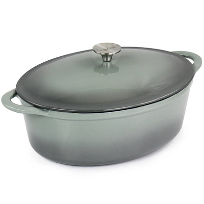 7 Quarts Oval Enameled Cast Iron Casserole in Storm Cloud