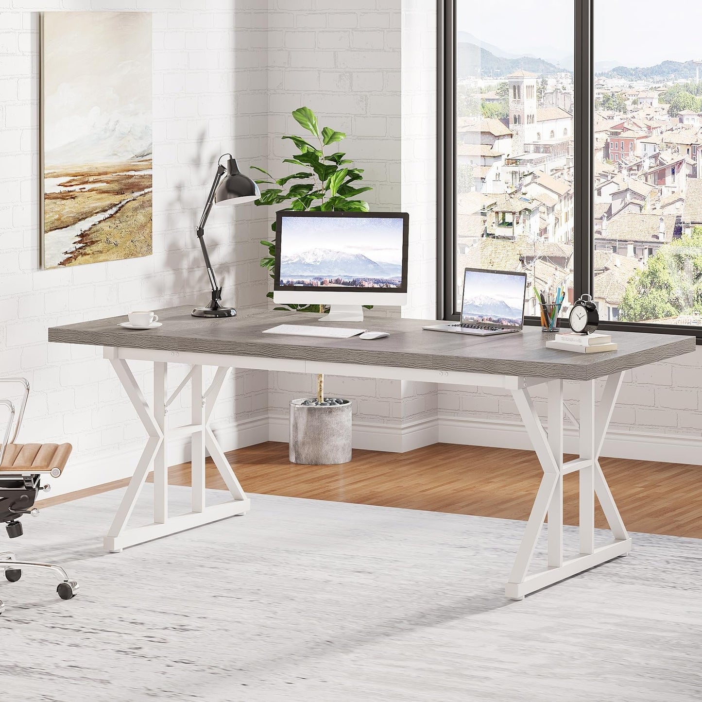 70.8-Inch Executive Desk, Large Computer Office Desk Workstation