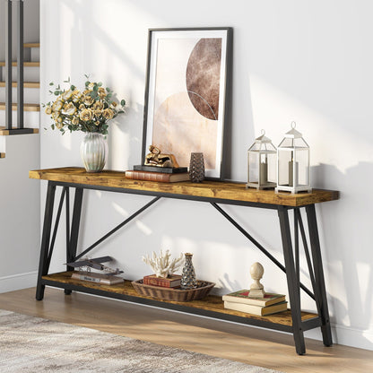 70.9 Inch Extra Long Sofa Table, Industrial Entry Console Table