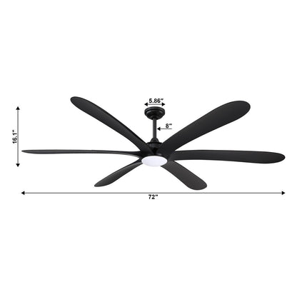 72-inch Driftwood 6-Blade Large DC Ceiling Fan with Light and Remote