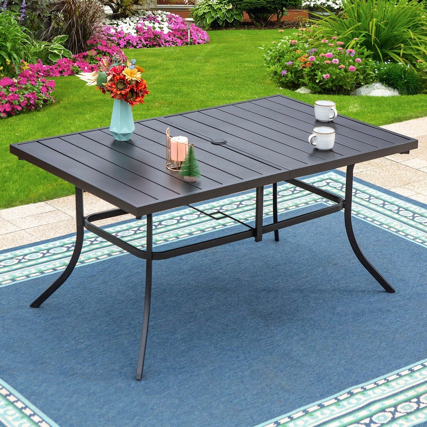 MAISON ARTS 8 PCS Patio Dining Set with 13ft Patio Umbrella