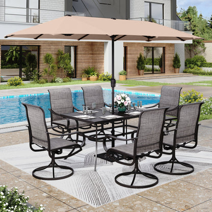 MAISON ARTS 8 PCS Patio Dining Set with 13ft Patio Umbrella