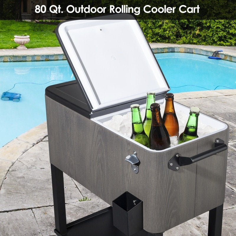 80QT Patio Rolling Beverage Cooler - 80 QT