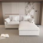 Canapés d'angle Deluxe Slope Cloud | Canapés d'angle 3 pièces en lin blanc avec méridienne | Design modulaire 80 2 places