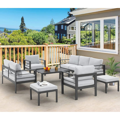 AECOJOY 7 Pieces Aluminum Patio Furniture Set Outdoor Conversation Set