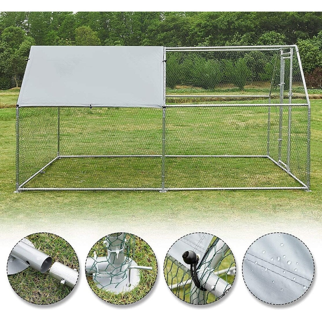 AECOJOY Large Metal Chicken Coop Run Walk-in Metal Chicken Cage