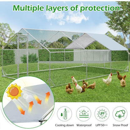 AECOJOY Large Metal Chicken Coop Run Walk-in Metal Chicken Cage