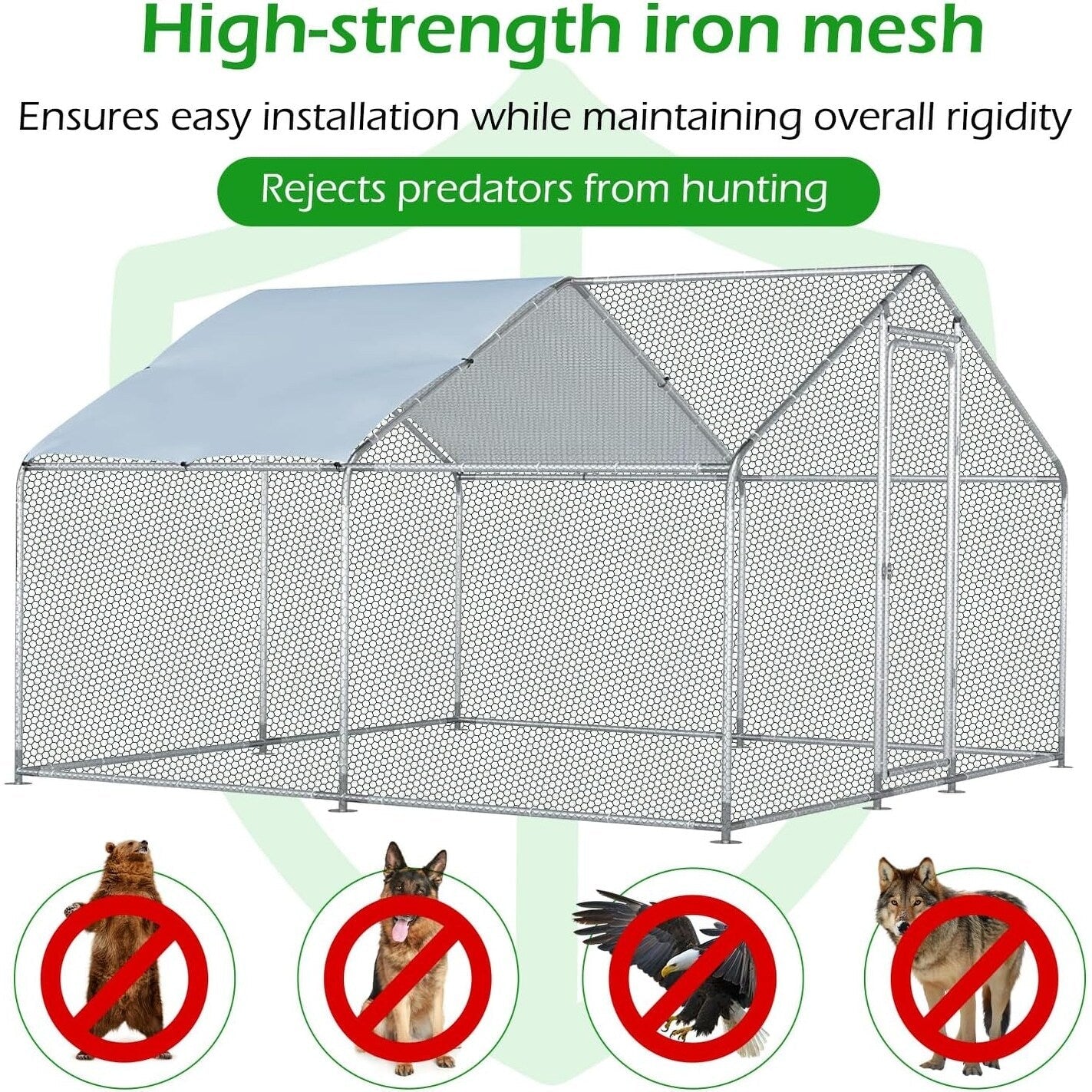 AECOJOY Large Metal Chicken Coop Run Walk-in Metal Chicken Cage