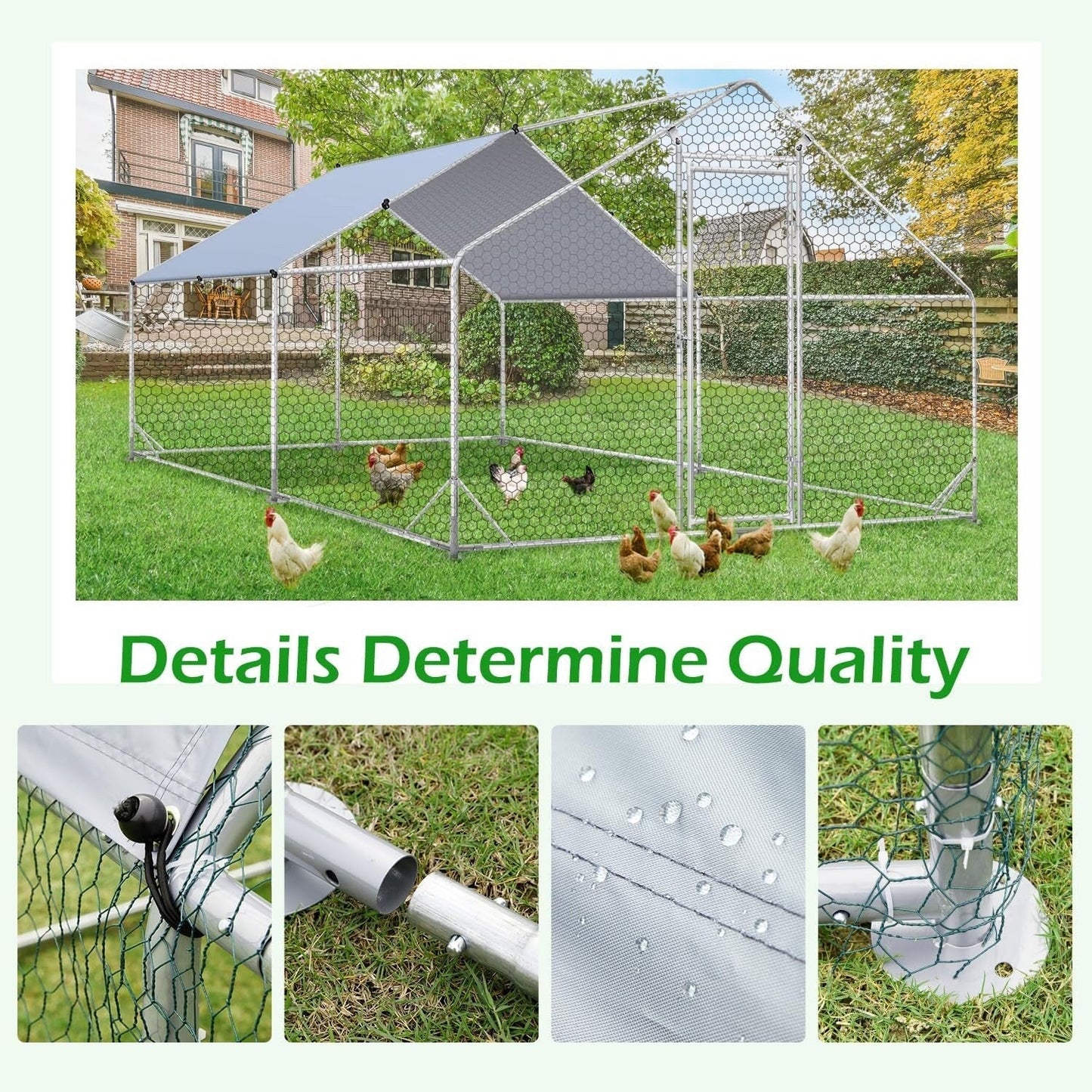 AECOJOY Large Metal Chicken Coop Run Walk-in Metal Chicken Cage