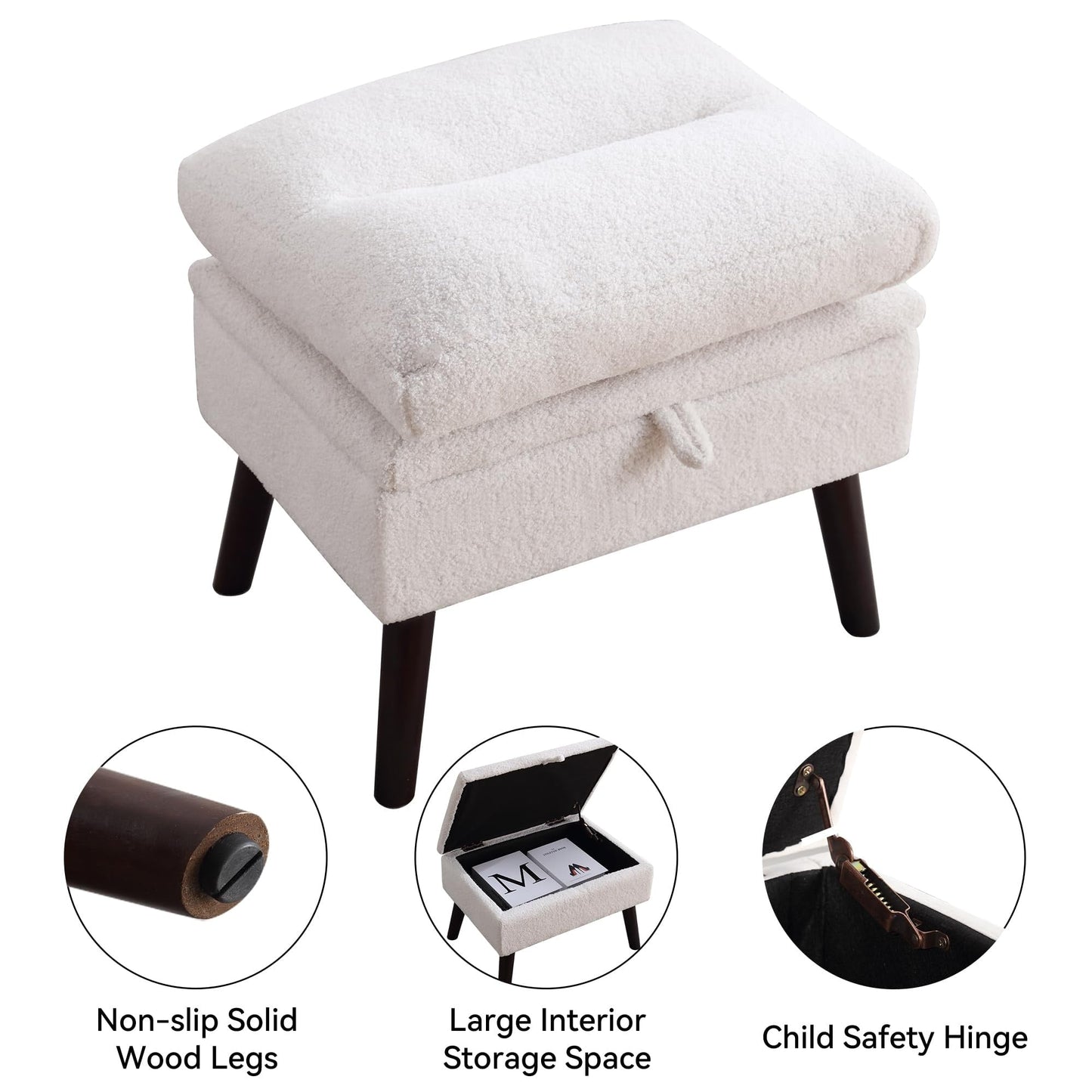 HOMYKA Accent Lounge Chair with Adjustable Backrest Storage Ottoman