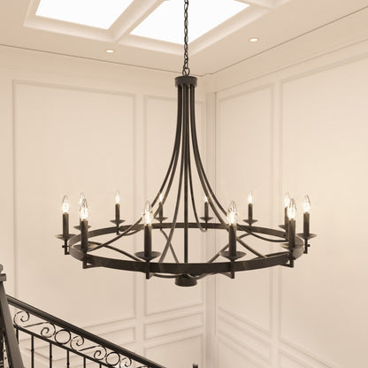Fidenza 12-light Modern Farmhouse Empire Wagon Wheel Chandelier with UL - D40'' * H135''