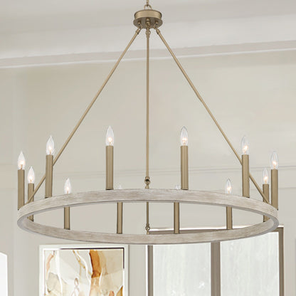 Acroma 12-light Farmhouse 40In Wagon Wheel Chandelier with UL - 40'' D x 138'' H