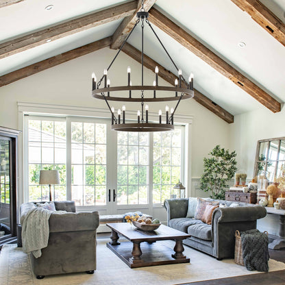 Acroma 20-light Modern Farmhouse 40In Round Wagon Wheel Chandelier with UL